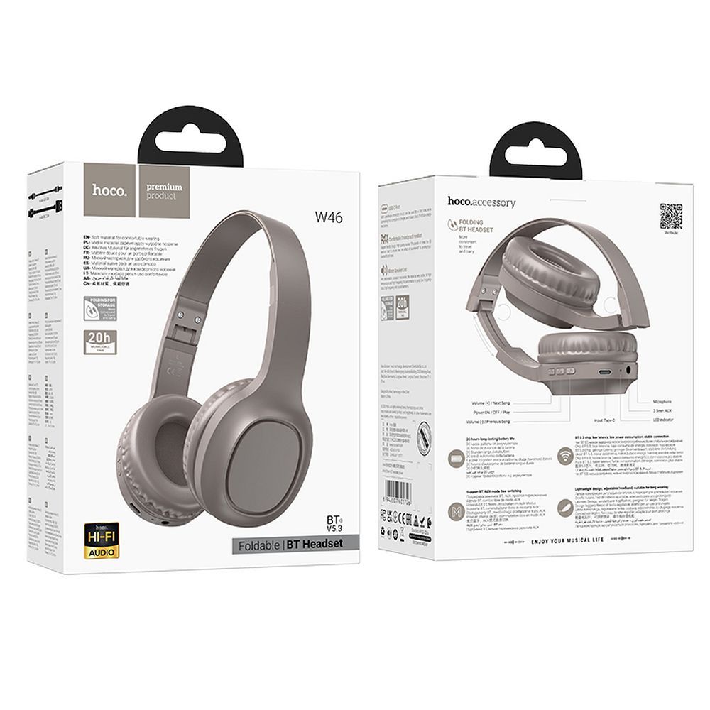 Bluetooth Handsfree HOCO W46, A2DP, Кафяв