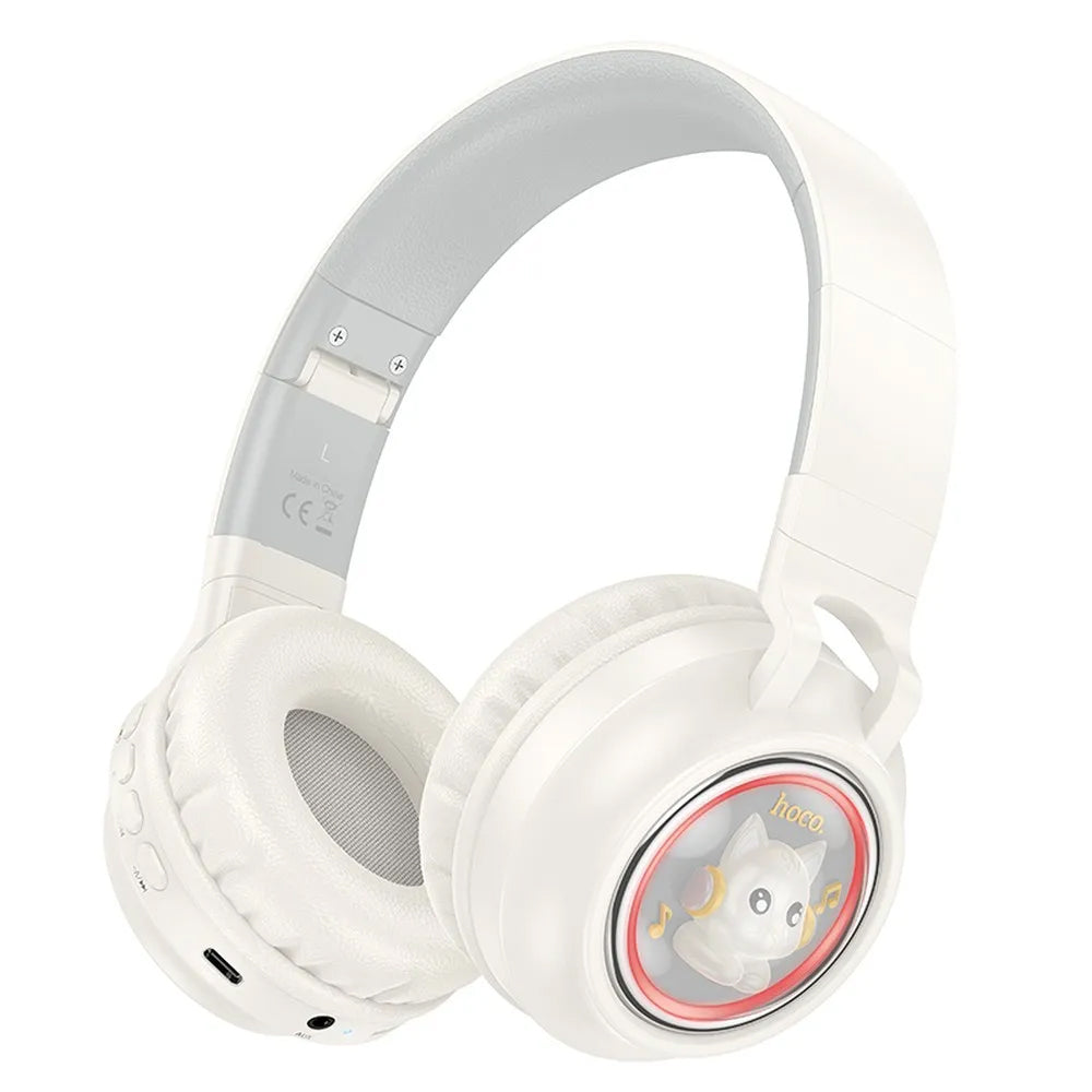 Handsfree Bluetooth HOCO W50 Kids Cute Cat, A2DP, Бял