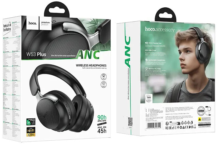 Handsfree Bluetooth HOCO W53 Plus, A2DP, ANC, Черен