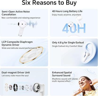 Handsfree Bluetooth Honor Choice X7e, TWS, ANC, Бял 5504ABHF