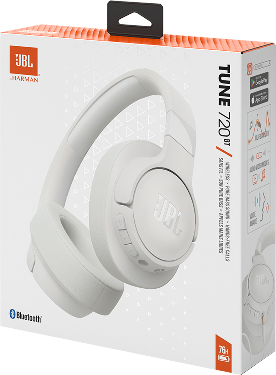 Bluetooth хендсфри JBL Tune 720BT, MultiPoint, A2DP, бял 