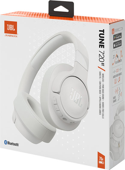 Bluetooth хендсфри JBL Tune 720BT, MultiPoint, A2DP, бял 