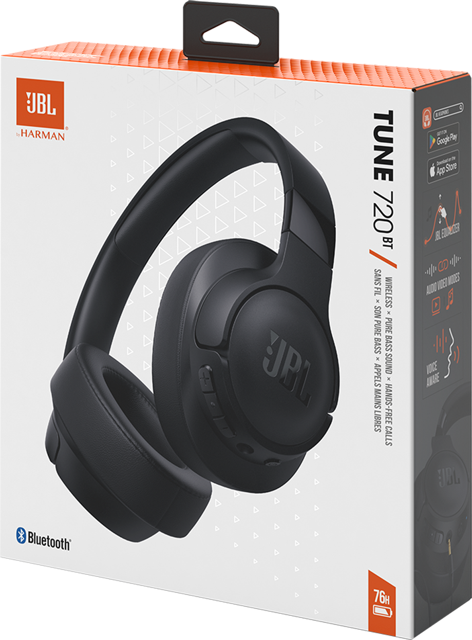 Bluetooth хендсфри JBL Tune 720BT, MultiPoint, A2DP, черен JBLT720BTBLK