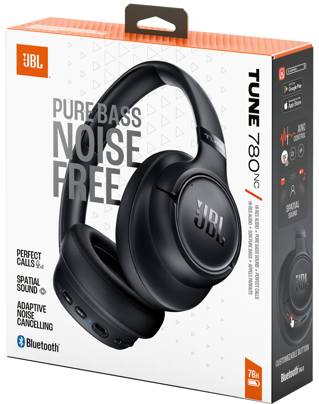 Handsfree Bluetooth JBL Tune 780NC, MultiPoint, A2DP, ANC, Черен, Пререгулиран JBLT780NCBLK