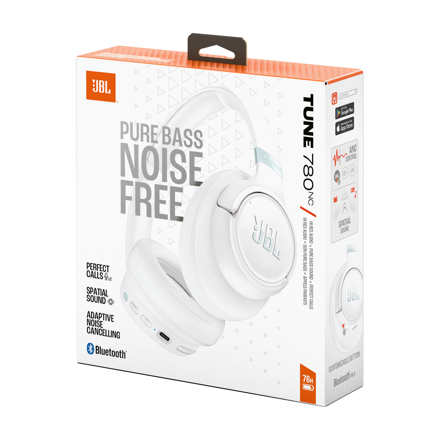 Handsfree Bluetooth JBL Tune 780NC, MultiPoint, A2DP, ANC, Бял 