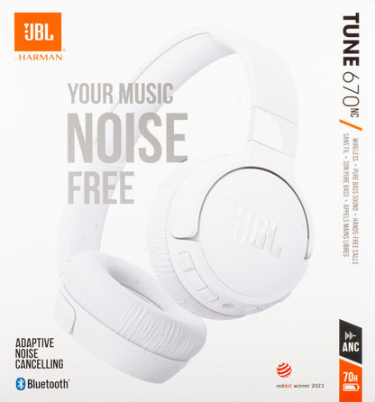Handsfree Bluetooth JBL Tune 670NC, MultiPoint, A2DP, ANC, Бял JBLT670NCWHTAP