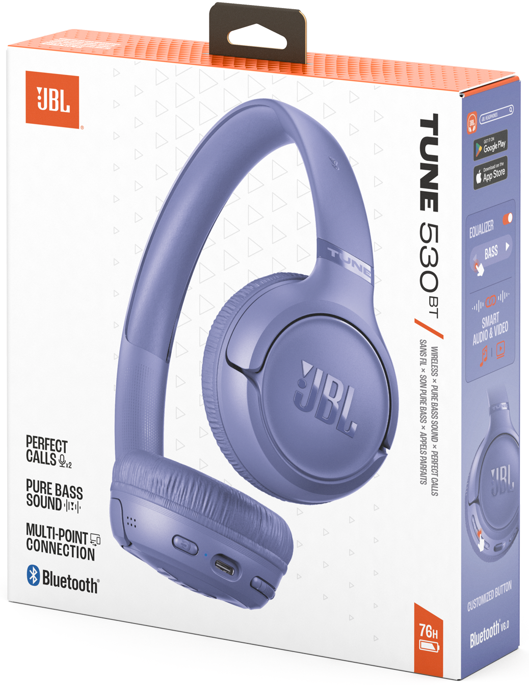 Handsfree Bluetooth JBL Tune 530BT, MultiPoint, A2DP, Лилав