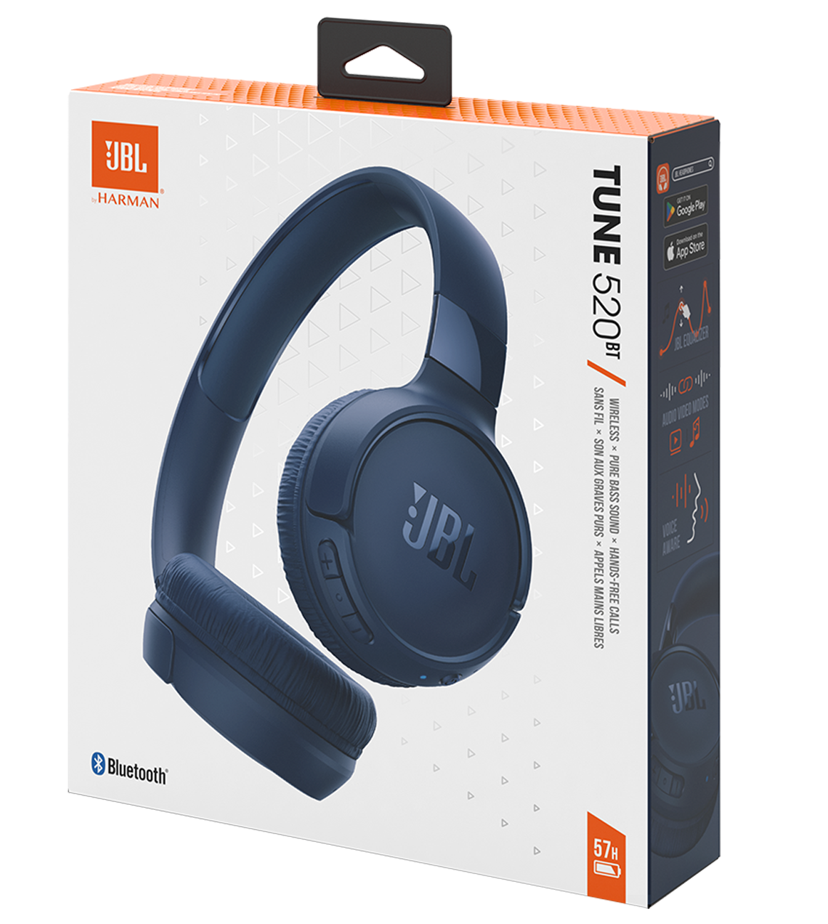 Bluetooth хендсфри JBL Tune 520BT, MultiPoint, A2DP, син JBLT520BTBTBLU