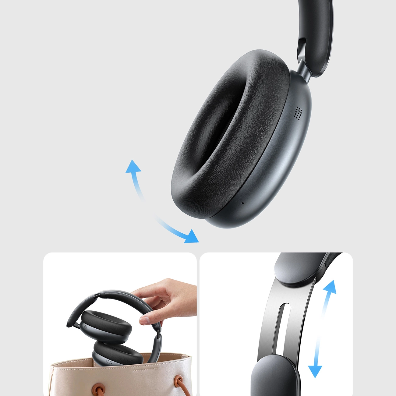 Безжични слушалки Bluetooth Joyroom JR-JH1, A2DP, ANC, Черен
