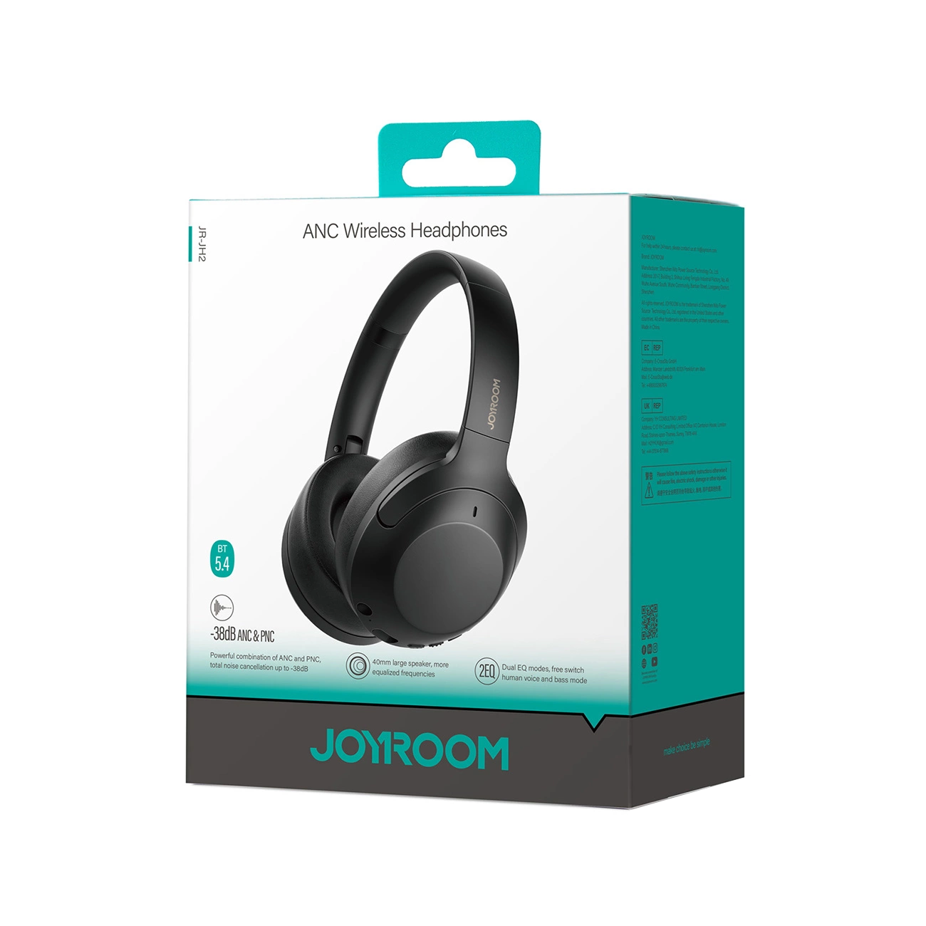 Безжични слушалки Bluetooth Joyroom JR-JH2, A2DP, ANC, Черен