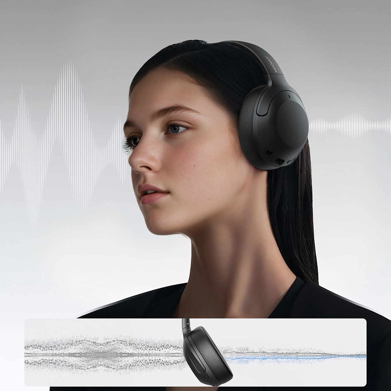 Безжични слушалки Bluetooth Joyroom JR-JH2, A2DP, ANC, Черен