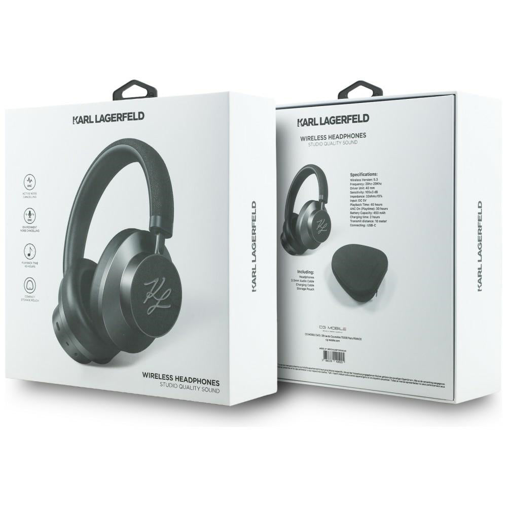 Handsfree Bluetooth Karl Lagerfeld Grained Initials, A2DP, ANC, Черен