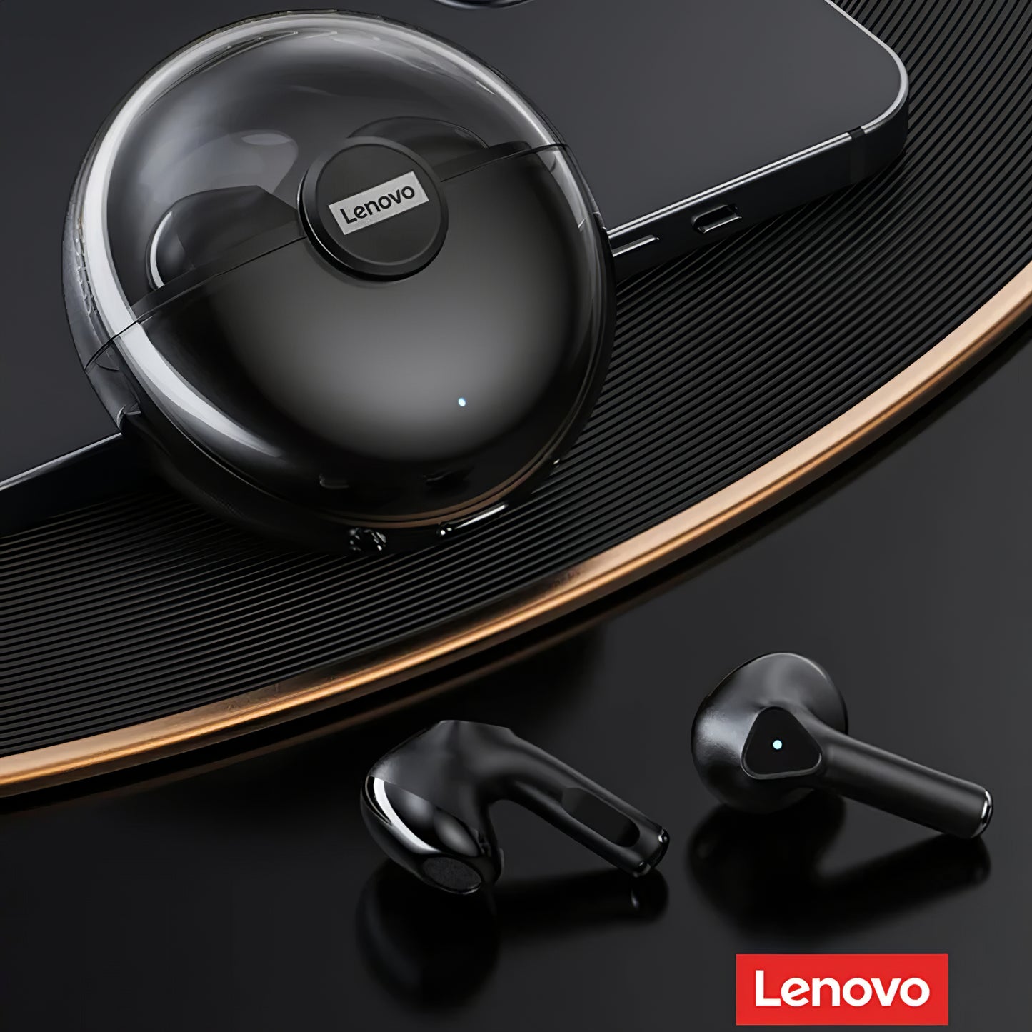 Bluetooth хендсфри Lenovo LP80, TWS, черен 