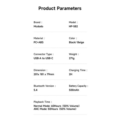 Handsfree Bluetooth McDodo HP-5820 T03, A2DP, ANC, Черен