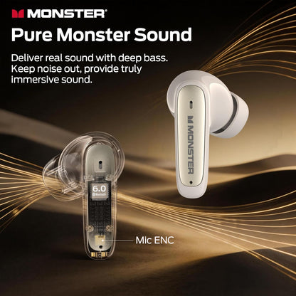 Безжични слушалки Bluetooth Monster N-Lite 310, TWS, светло кремави