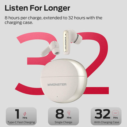 Безжични слушалки Bluetooth Monster N-Lite 310, TWS, светло кремави