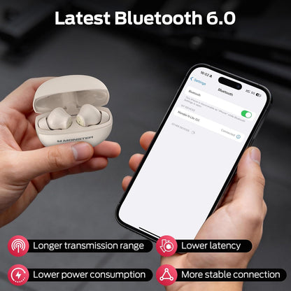 Безжични слушалки Bluetooth Monster N-Lite 310, TWS, светло кремави