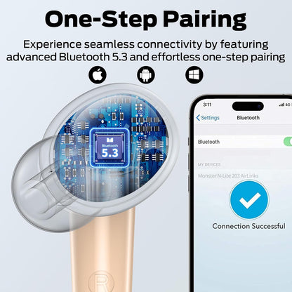 Безжични слушалки Bluetooth Monster N-Lite 203 AirLinks, TWS, Златисти