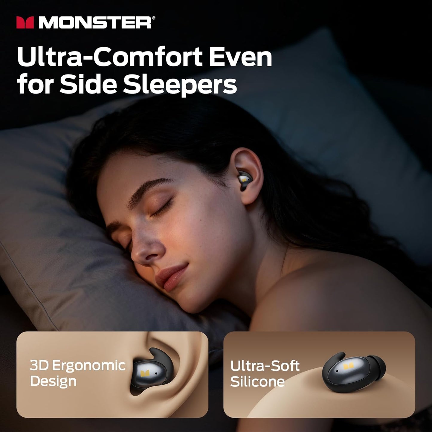 Handsfree Bluetooth Monster Sleep Ear100, TWS, Черен