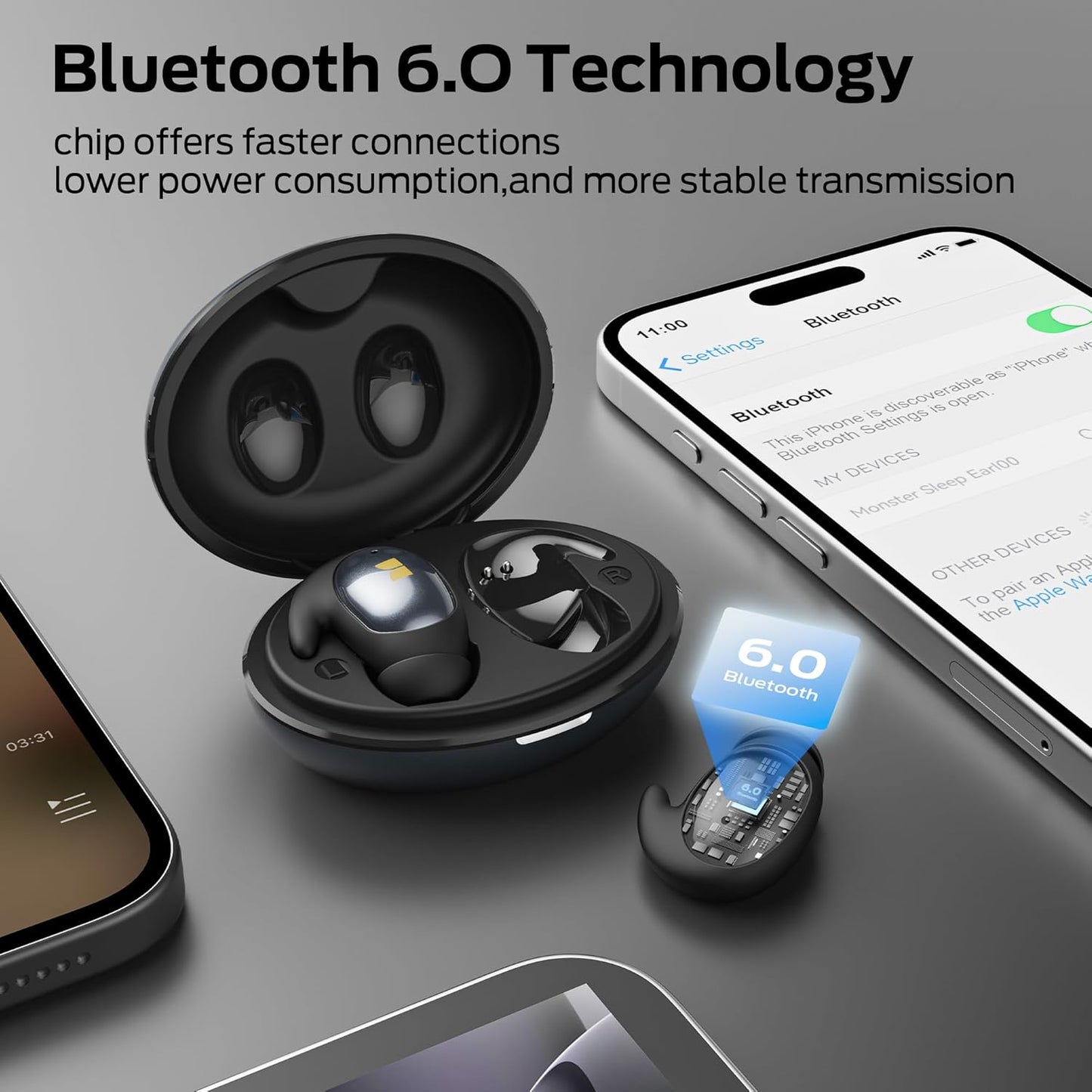 Handsfree Bluetooth Monster Sleep Ear100, TWS, Черен