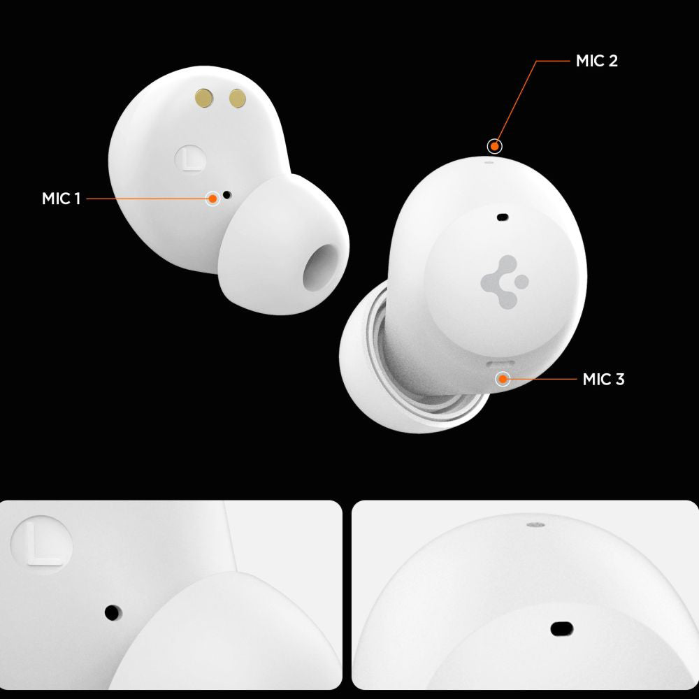Handsfree Bluetooth Spigen SA2401, TWS, ANC, Бял ASD07963