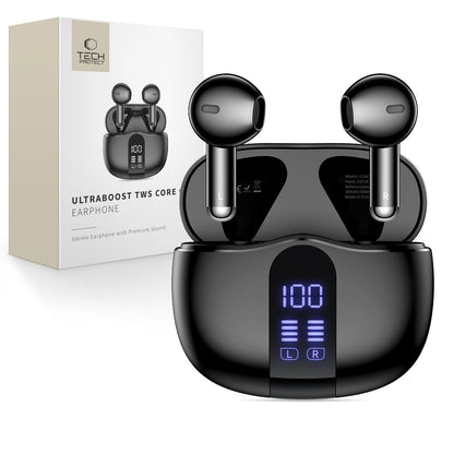 Handsfree Bluetooth Tech-Protect Ultraboost Core G2, TWS, Черен