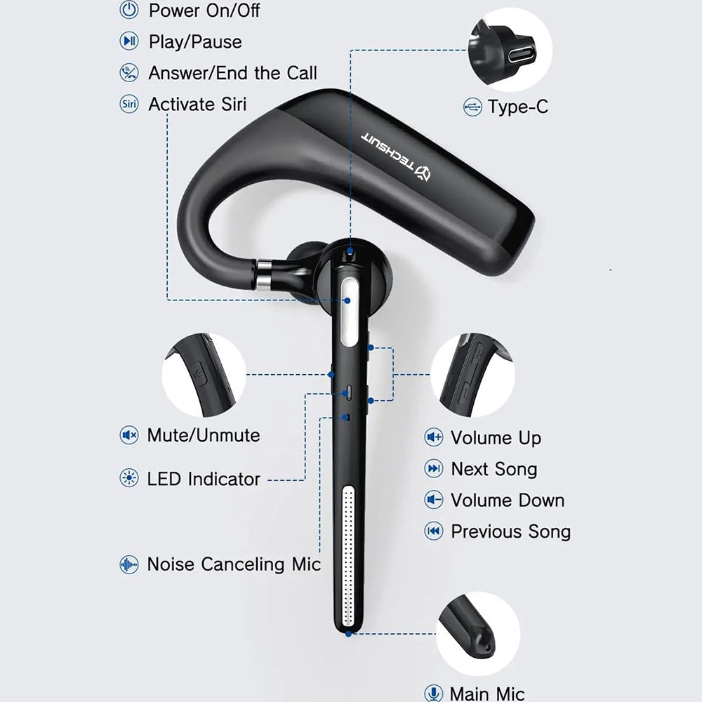 Handsfree Bluetooth Techsuit PowerTalks G6, MultiPoint, A2DP, Черен