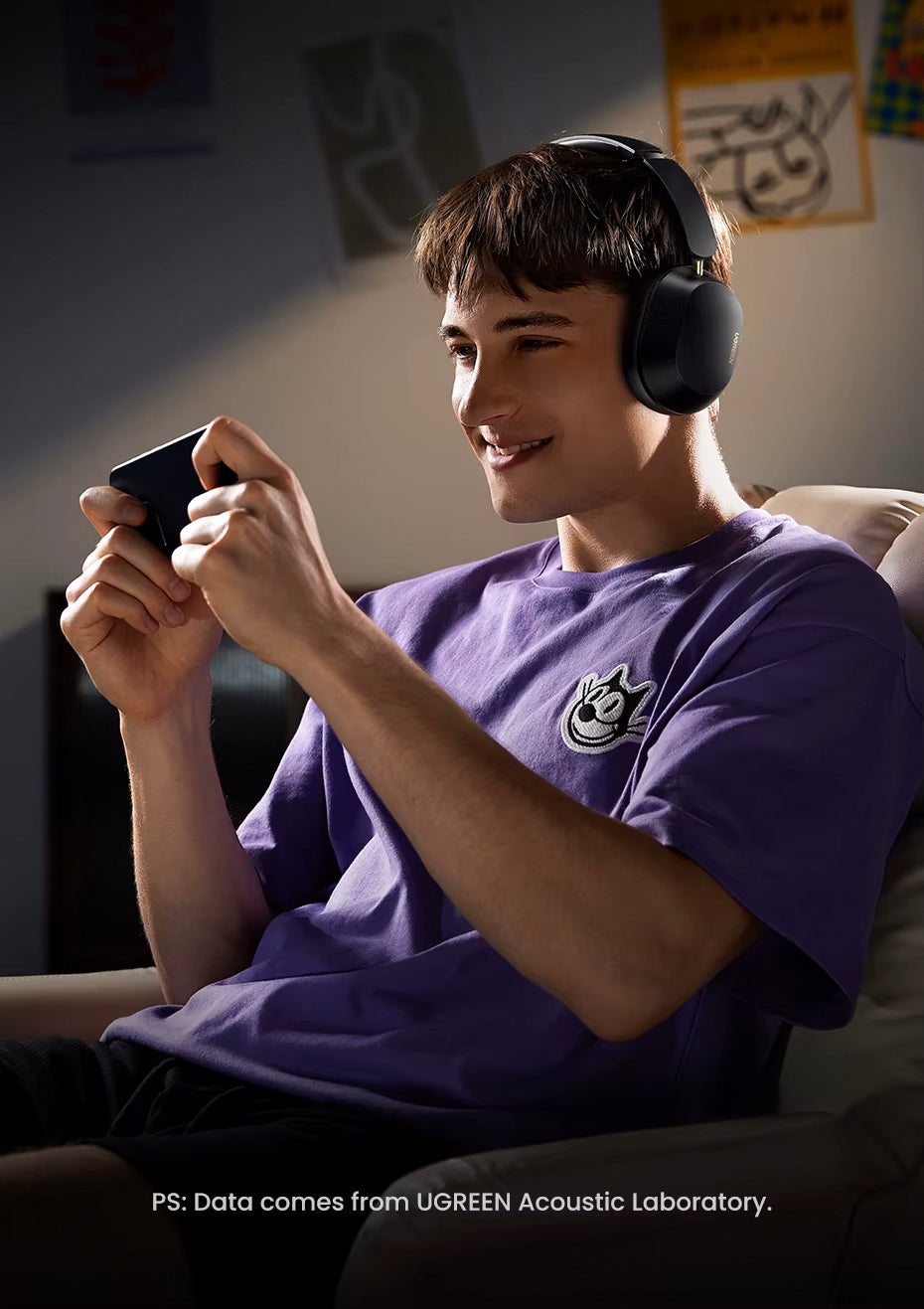 Handsfree Bluetooth UGREEN HP203, A2DP, ANC, Черен