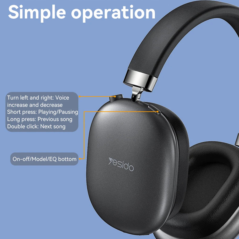 Handsfree Bluetooth Yesido EP05, A2DP, ANC, Black