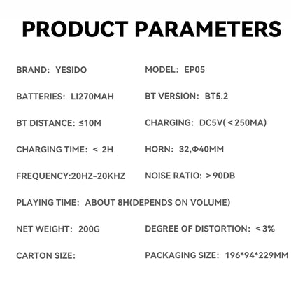 Handsfree Bluetooth Yesido EP05, A2DP, ANC, Черен