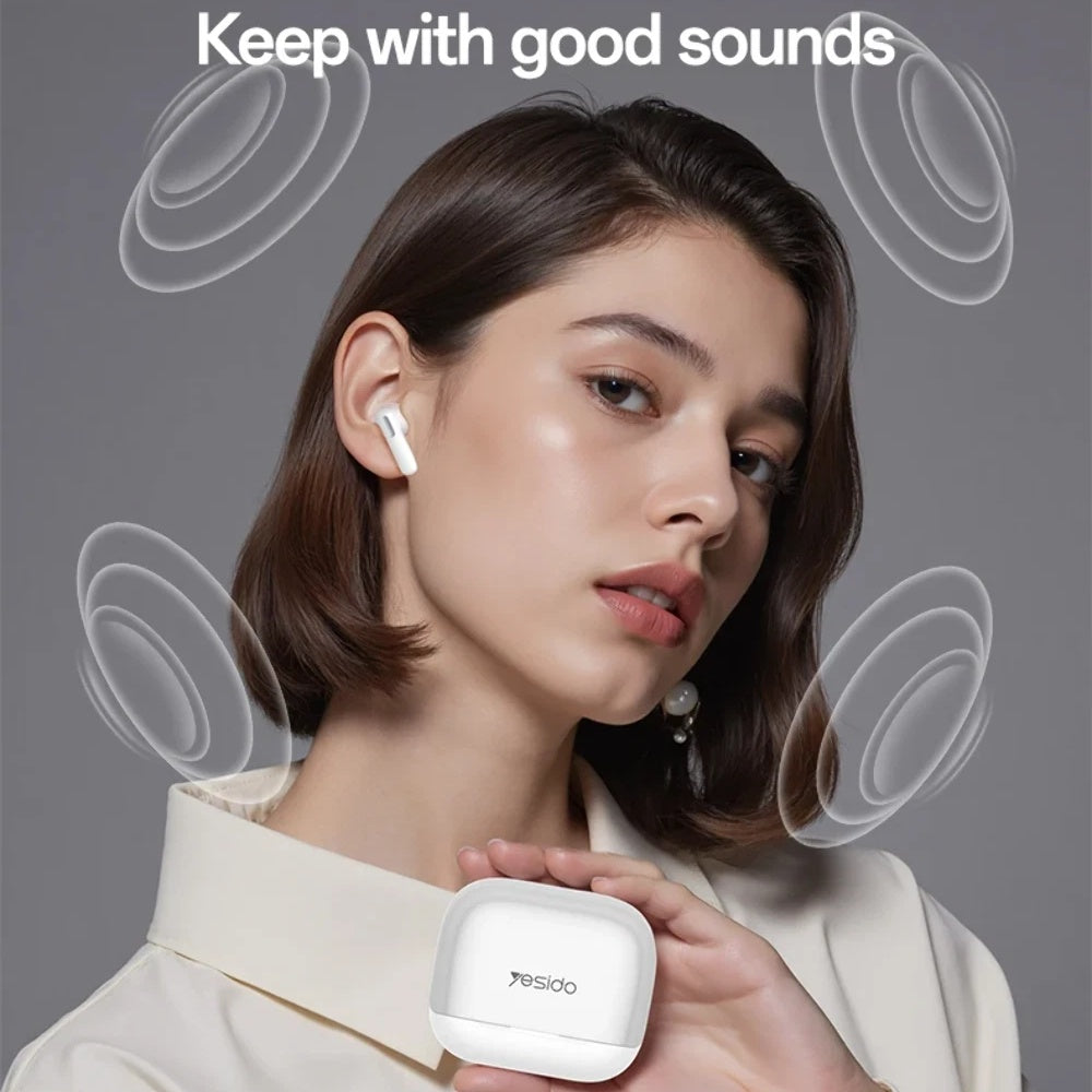 Handsfree Bluetooth Yesido TWS34, TWS, ANC, Бял