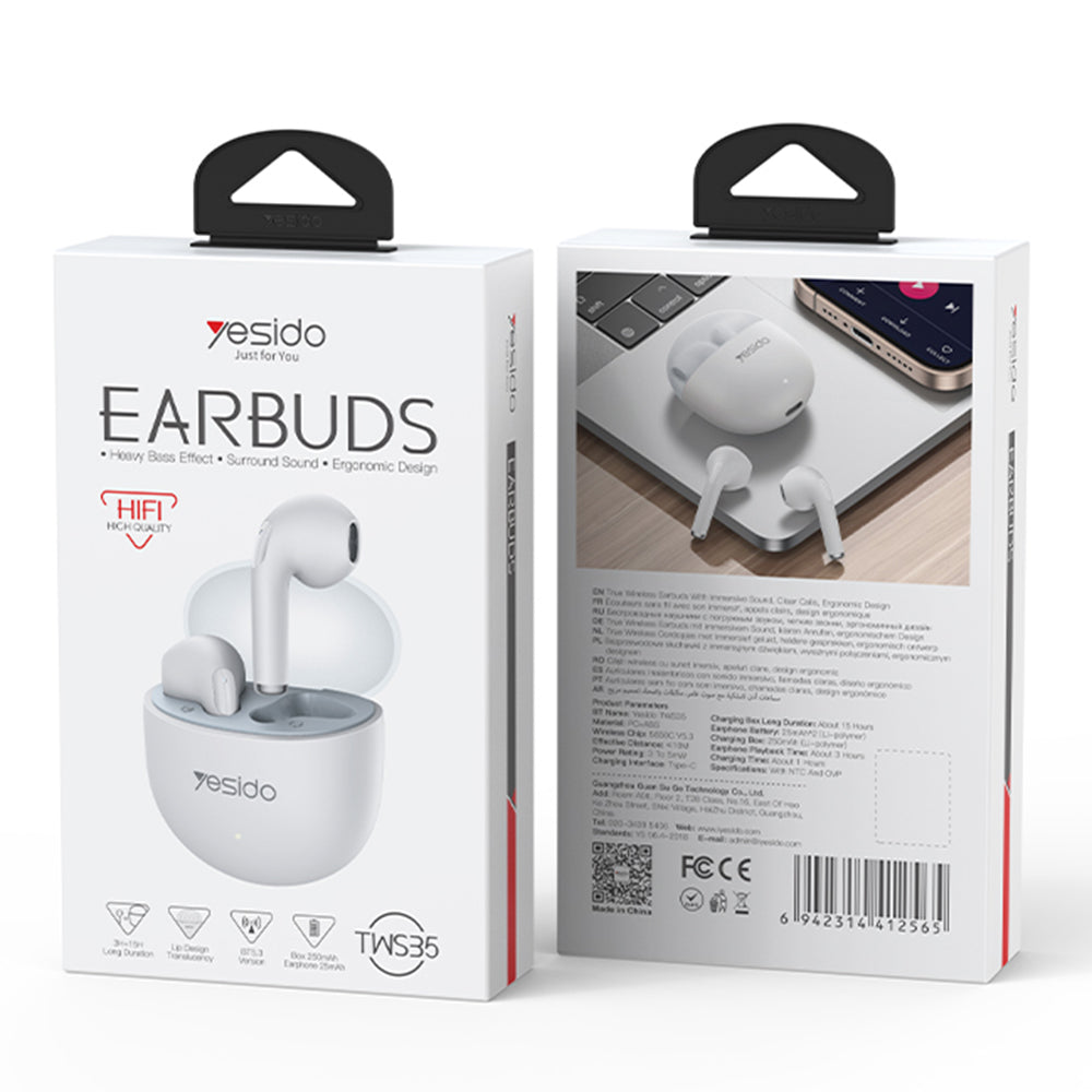 Handsfree Bluetooth Yesido TWS35, TWS, Бял