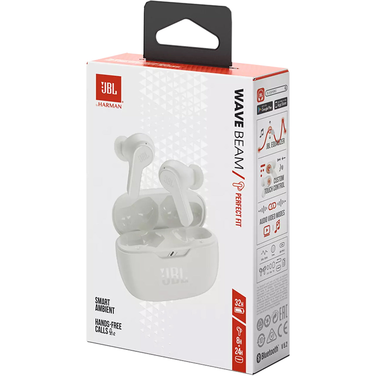 Bluetooth хендсфри JBL Wave Beam, TWS, бял JBLWBEAMWHT