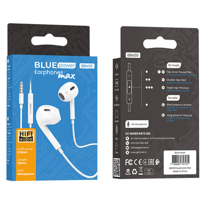 Handsfree 3,5 мм BLUE Power BBM30 Max, бял