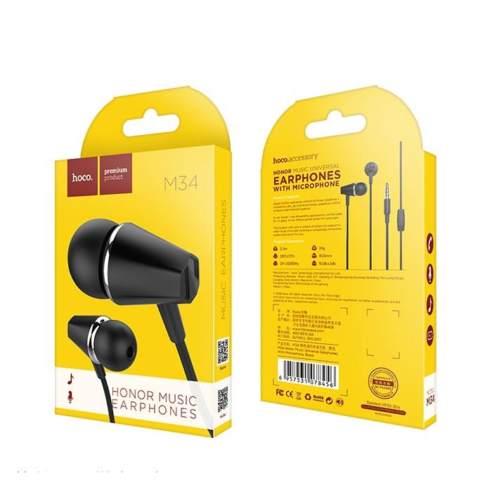 Handsfree 3.5mm HOCO M34 Honor Music, Black