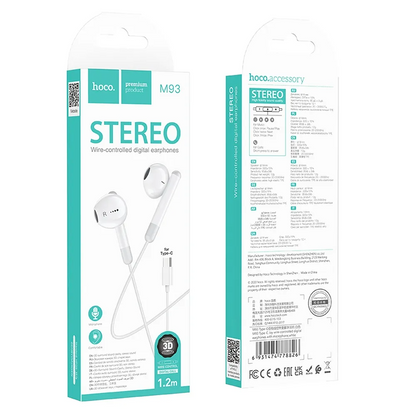 Handsfree USB-C HOCO M93, бял