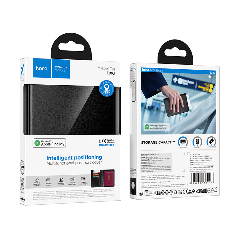 HOCO SmartTag Passport E91G за iOS Series, Черен