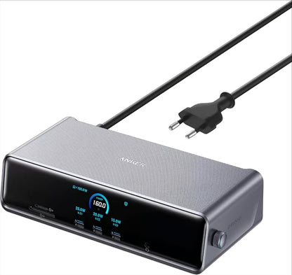 Мултифункционален хъб Anker Prime, 3 x USB-A - 4 x USB-C - 1 x Display Port - 2 x HDMI - 1 x жак 3.5 мм - 1 x RJ45 - 1 x SD - 1 x microSD, Сив A83B33A1