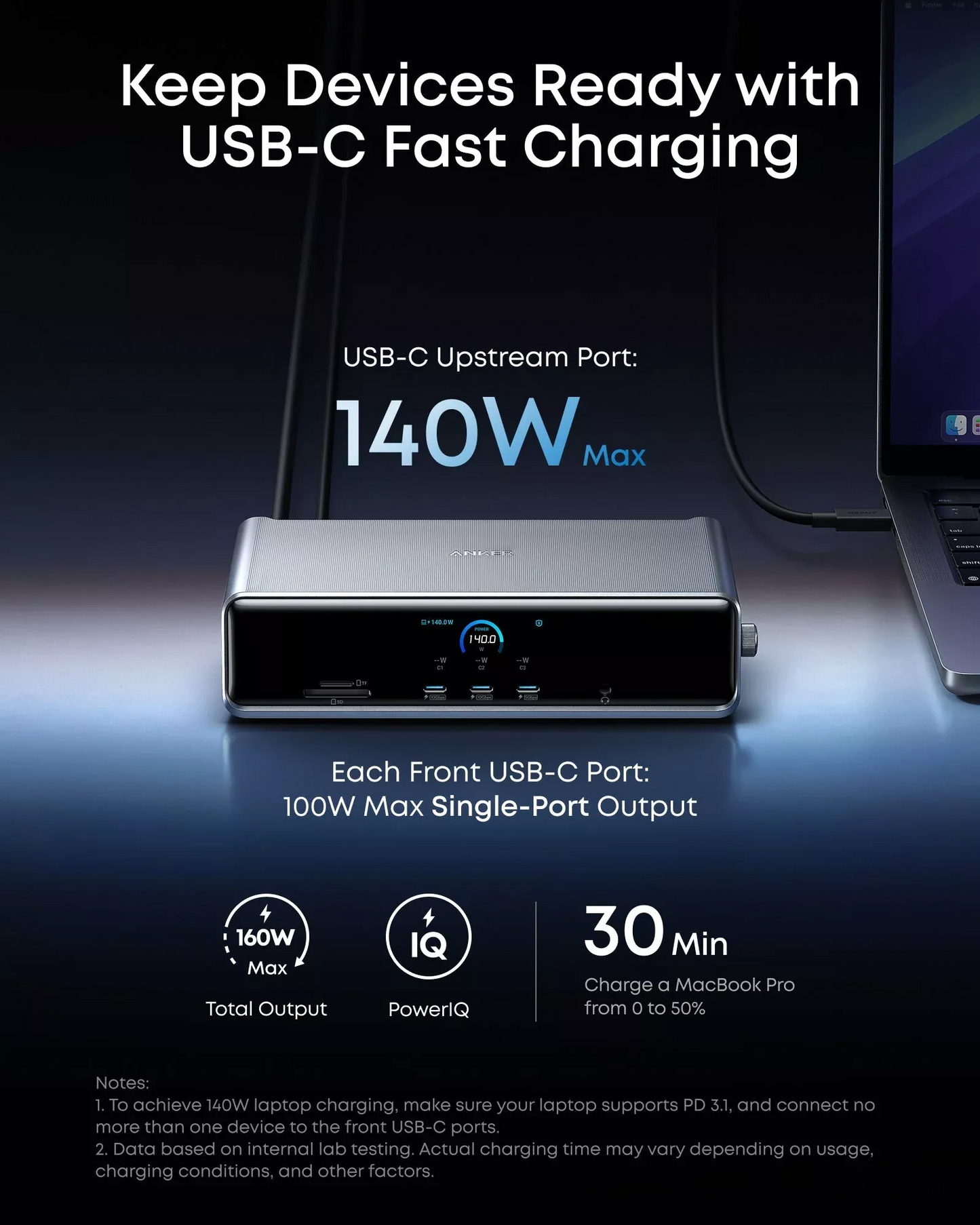 Мултифункционален хъб Anker Prime, 3 x USB-A - 4 x USB-C - 1 x Display Port - 2 x HDMI - 1 x жак 3.5 мм - 1 x RJ45 - 1 x SD - 1 x microSD, Сив A83B33A1