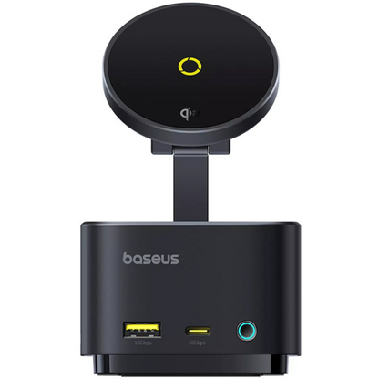 Мултифункционален хъб Baseus MagPro II 7в1, 1 x USB-A - 2 x USB-C - 1 x HDMI - 1 x QI - 1 x SD - 1 x microSD, Черен Ресилиран B00072900121-00