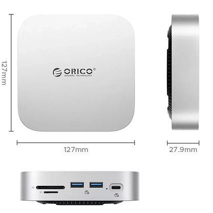 Мултифункционален хъб Orico MiniLink M48PR за Apple Mac Mini M4, 9в1, Сребрист