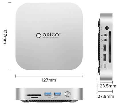 Мултифункционален хъб Orico MiniLink M49P за Apple Mac Mini M4, 9в1, Сребрист