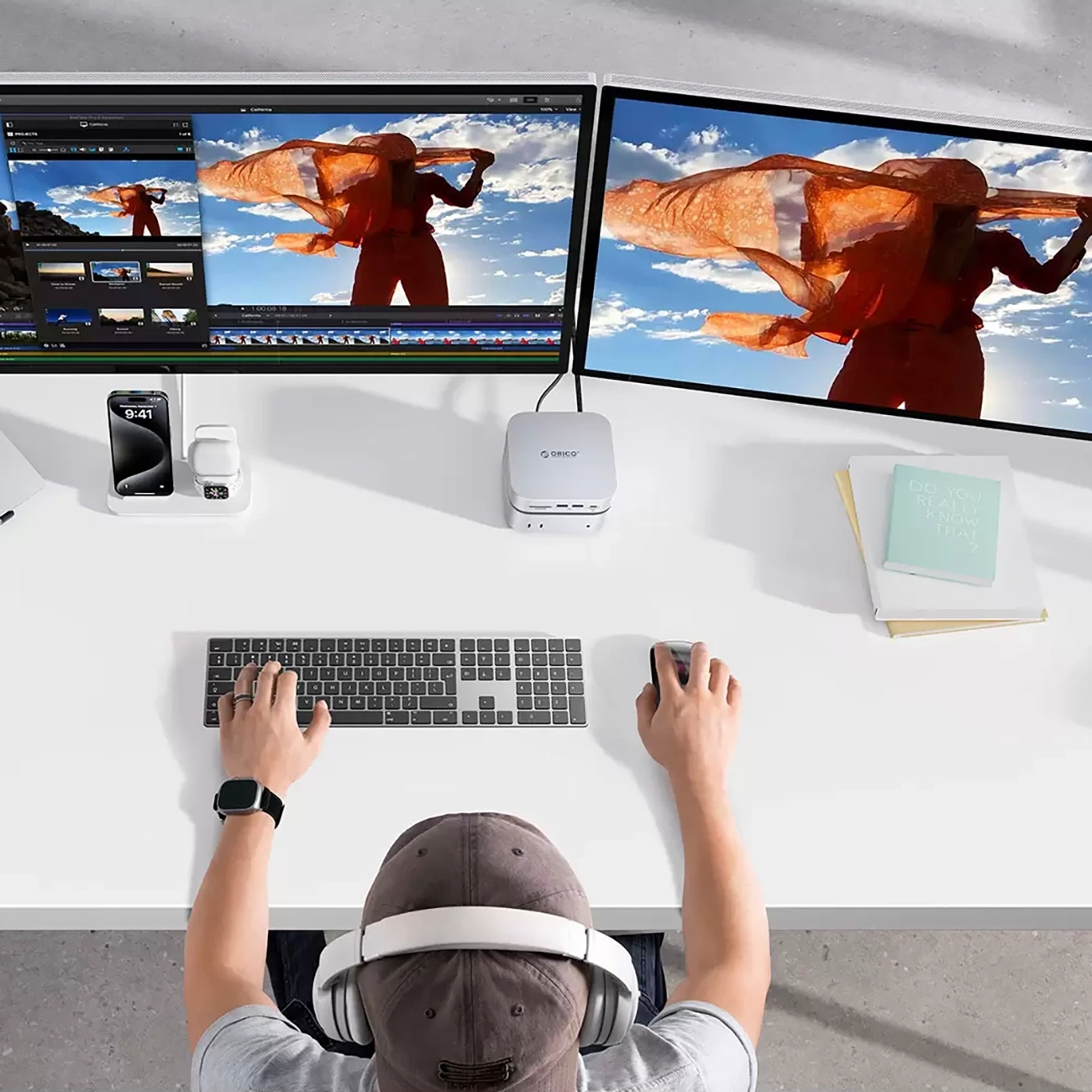 Мултифункционален хъб Orico MiniLink M48PR за Apple Mac Mini M4, 9в1, Сребрист