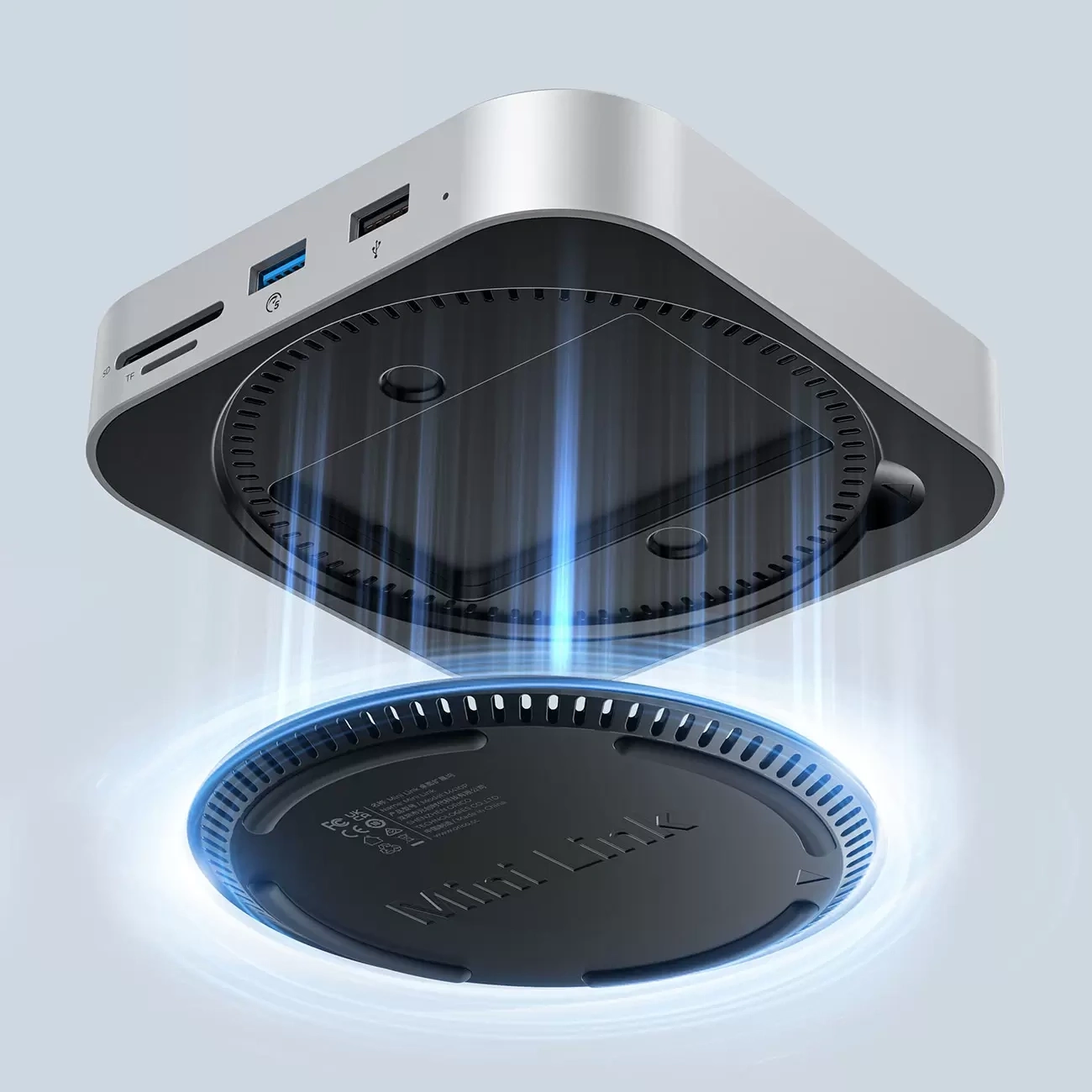 Мултифункционален хъб Orico MiniLink M48PR за Apple Mac Mini M4, 9в1, Сребрист