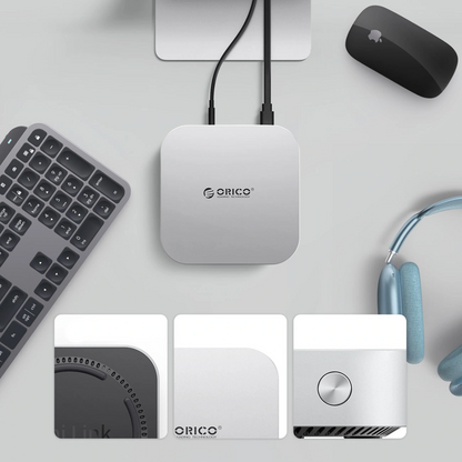 Мултифункционален хъб Orico MiniLink M49P за Apple Mac Mini M4, 9в1, Сребрист
