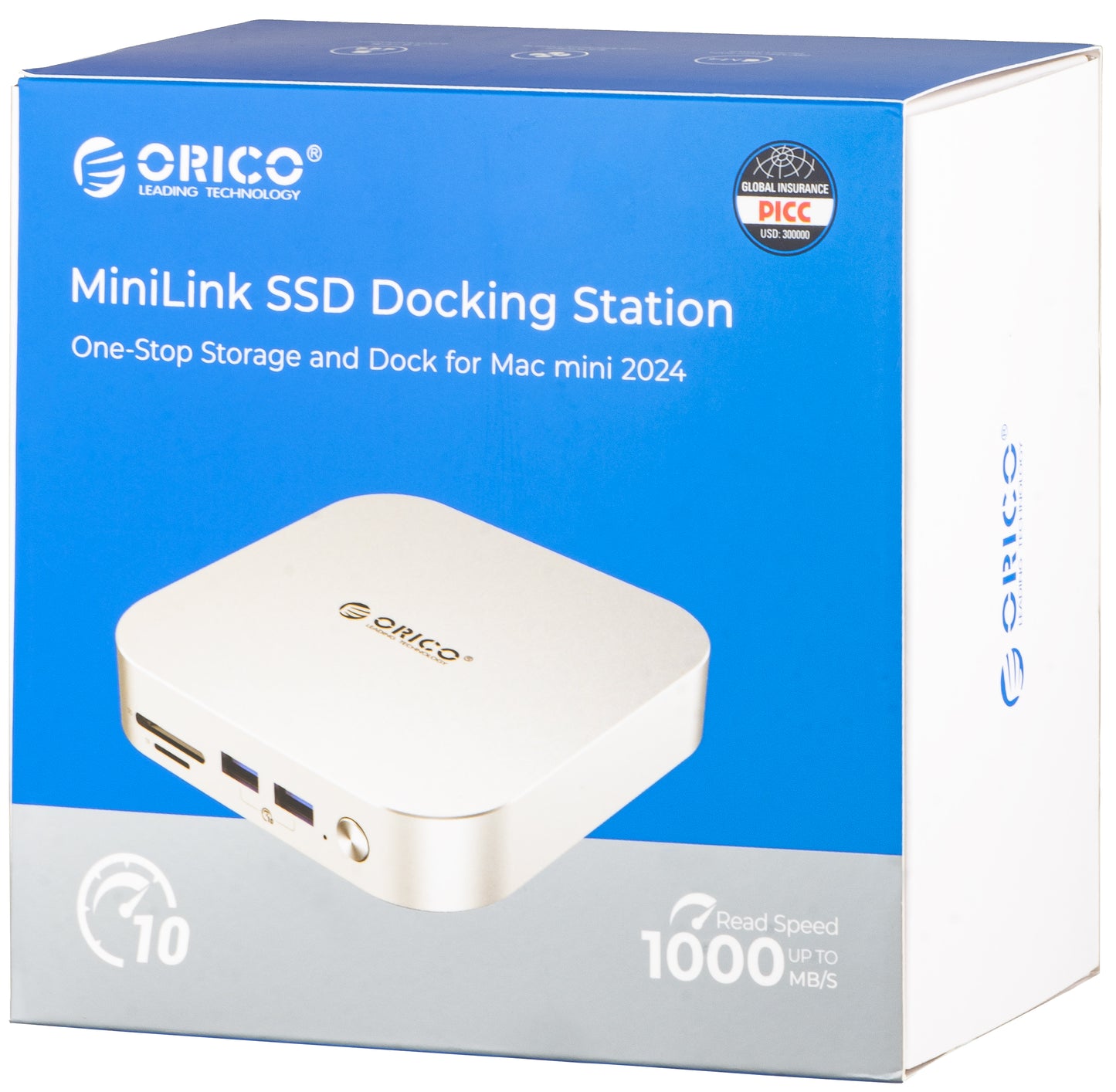 Мултифункционален хъб Orico MiniLink M48PR за Apple Mac Mini M4, 9в1, Сребрист
