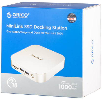 Мултифункционален хъб Orico MiniLink M48PR за Apple Mac Mini M4, 9в1, Сребрист