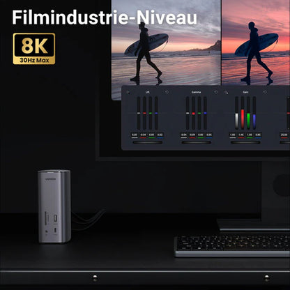 Мултифункционален хъб UGREEN Pro CM555, 13в1, Сив