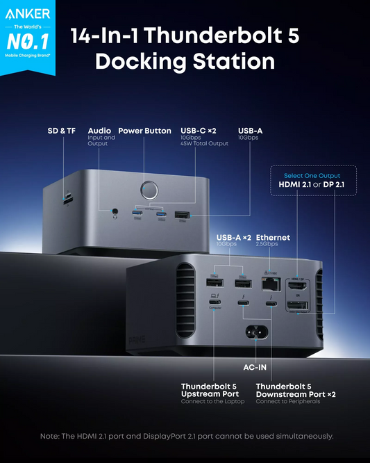 Хъб Thunderbolt Anker Prime TB5, 14в1, Сив A83B53A1