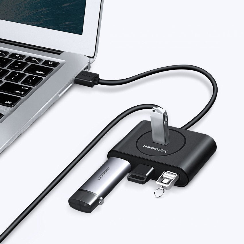 USB хъб UGREEN CR113, 4 x USB-A 3.0, 0.5m, Черен